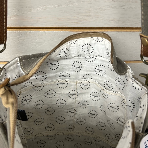 Myra Bag Floral Crossbody in Gray and Tan - Picture 7 of 8